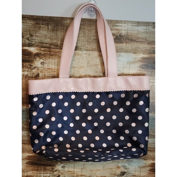 🌟 3 for $15 Deal! 🌟Bijou bag tote blue with pink polka dots - Picture 3 of 7